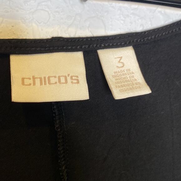 Chico’s Plaid Black & White Color Block Hem Tunic Top EUC Sz 16 Stretchy Rayon - Picture 4 of 13